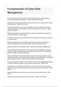 Fundamentals of Cyber Risk Management questions and answers rated A&plus; by experts 2024&sol;2025
