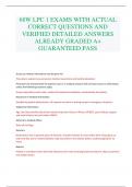68W LPC 1 EXAMS WITH ACTUAL CORRECT QUESTIONS AND VERIFIED DETAILED ANSWERS ALREADY GRADED A&plus; GUARANTEED PASS