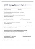 GCSE Biology Edexcel - Topic 5 Practice Exam With Complete Verified Questions And Answers&period;