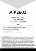 MIP2602 Assignment 3 &lpar;ANSWERS&rpar; 2024 - DISTINCTION GUARANTEED