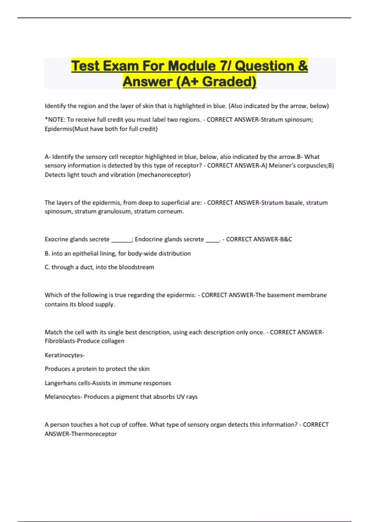 Test Exam For Module 7/ Question & Answer (A+ Graded) - Module 7 ...