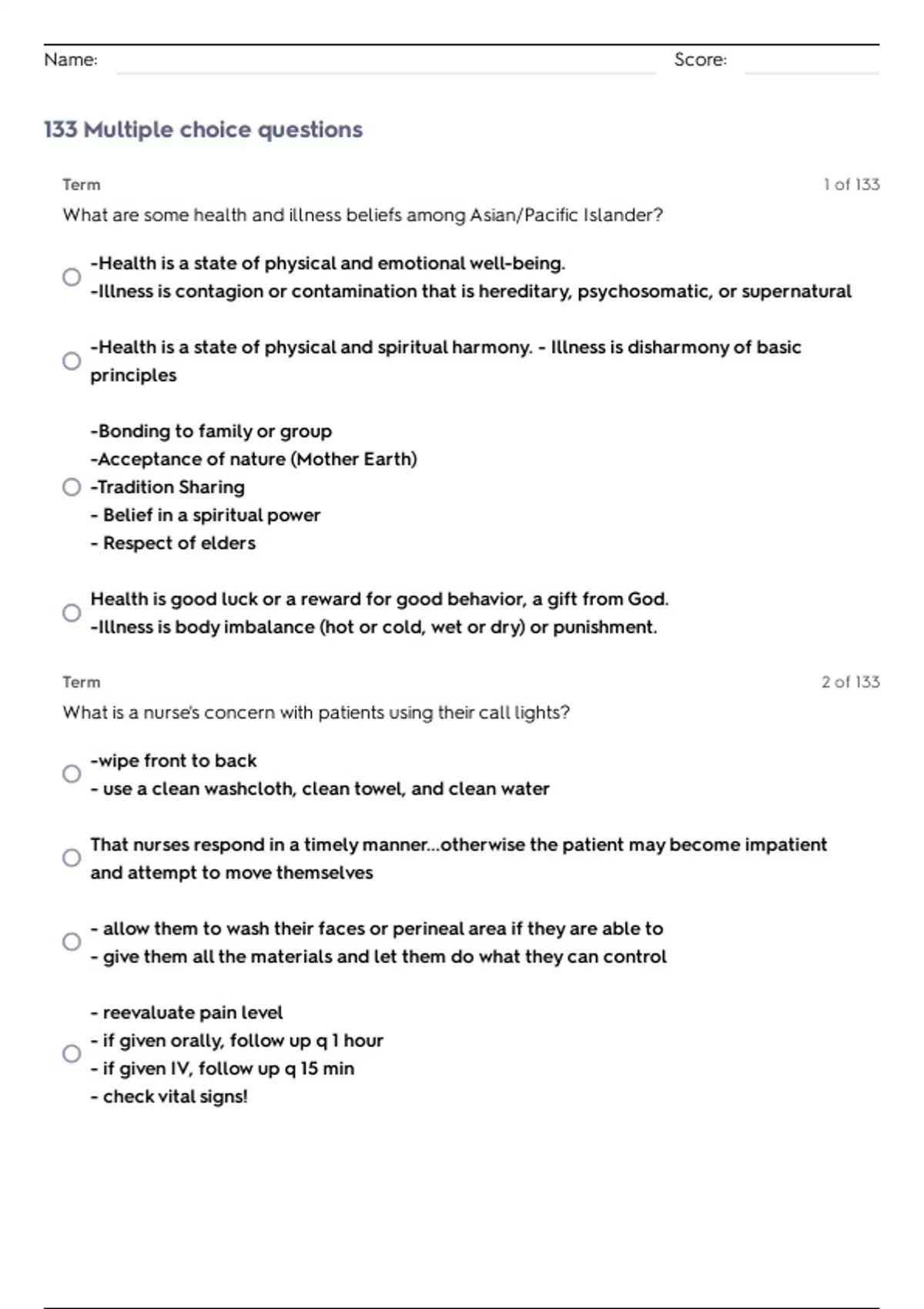 NUR2356 MDC 1 EXAM 1 QUESTIONS WITH VERIFIED ANSWERS 100% CORRECT - MDC ...