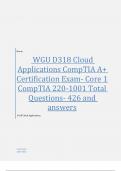 WGU D318 Cloud Applications CompTIA A&plus; Certification Exam &vert;Core1 CompTIA 220-1001 Total Questions- 426 and answers&vert;