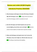 Romeo and Juliet &ndash; GCSE English Literature Practice Questions and Study Guide 2024&sol;2025