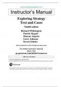 Solution Manual for Exploring Strategy Text And Cases 12th Edition Gerry Johnson&comma; Richard Whittington