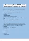 Pharmacology Final ATE2634 Exam Questions With 100&percnt; Correct Answers&period;