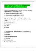 Wake Tech Nur 111 Exam 1 Questions With 100&percnt; Correct Answers 2024