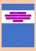 DBMS - DATABASE MANAGEMENT SYSTEM &vert;106 QUESTIONS&vert; WITH PASSED ANSWERS&excl;&excl;