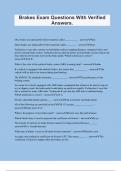Brakes Exam Questions With Verified Answers&period;
