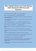 Btec Applied Science Unit One Biology Exam Questions With Accurate Answers&period;
