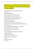 Diamonds and Diamond Grading Final Exam Questions and Correct Answers&period; Latest Update&period;