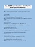 CFA ESG Exam Questions With Verified And Updated Solutions&period;