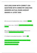 OSCE &lpar;DSE&rpar; EXAM WITH CORRECT 150&plus; QUESTIONS WITH CORRECTRY ANALYZED ANSWERS &lpar;ACTUAL EXAM&rpar; ALREADY GRADED A&plus; LATEST 2024       