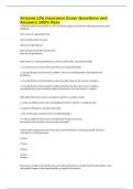 Arizona Life Insurance Exam Questions and Answers 100&percnt; Pass 