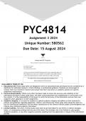 PYC4814 Assignment 3 &lpar;COMPLETE ANSWERS&rpar; 2024 &lpar;580562&rpar; - DUE 15 August 2024 