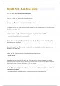 CHEM 123 - Lab final UBC Questions And Answers Rated A&plus;