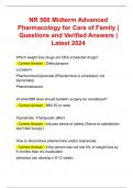 NR 566 Midterm Advanced Pharmacology for Care of Family &vert; Questions and Verified Answers &vert; Latest 2024