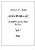 &lpar;WGU C180&rpar; PSYC 1010 Intro to Psychology Objective Assessment Review Q & S 2024&period;