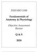 &lpar;WGU D203&rpar; BIO 1100 Fundamentals of Anatomy & Physiology Objective Assessment Review Q & S