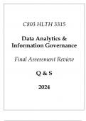 &lpar;WGU C803&rpar; HLTH 3315 Data Analytics & Information Governance Final Assessment Review Q & S 2024