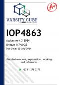 IOP4863 Assignment 3 &lpar;DETAILED ANSWERS&rpar; 2024 - DISTINCTION GUARANTEED