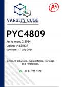 PYC4809 Assignment 2 &lpar;DETAILED ANSWERS&rpar; 2024 - DISTINCTION GUARANTEED