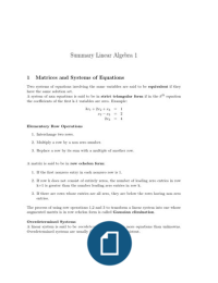 Summary Linear Algebra 1