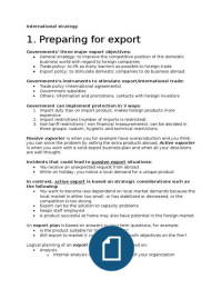 Summary Chapter 1 t / m 5 of "Export, a practical guide"
