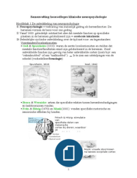Samenvatting Hoorcolleges Inleiding Klinische neuropsychologie t/m hoofdstuk 13 voor Deeltoets 1
