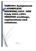 TAM2601 Assignment 2 &lpar;COMPLETE ANSWERS&rpar; 2024 - DUE 8 July 2024 &semi;100&percnt; TRUSTED workings&comma; explanations and solutions&period;