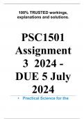 Exam &lpar;elaborations&rpar; PSC1501 Assignment 3 &lpar;COMPLETE ANSWERS&rpar; 2024 - DUE 5 July 2024 &bull;&Tab;Course &bull;&Tab;Practical Science for the Classroom &lpar;PSC1501&rpar; &bull;&Tab;Institution &bull;&Tab;University Of South Africa &lpar;Unisa&rpar; &bull;&Tab;Book &bull;&Tab;Teaching Science in the Primary Classroom PSC1501 Assig