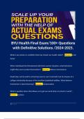 BYU Health Final Exam&sol;100&plus; Questions with Definitive Solutions &sol;2024-2025&period; 
