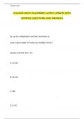 COLLEGE MATH PLACEMENT LATEST UPDATE WITH VERIFIED QUESTIONS AND ANSWERS