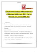 Educational Psychology and Development of Children and Adolescents - D094 Practice Questions and Answers 100&percnt; Pass