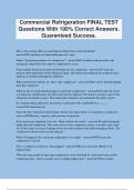 Commercial Refrigeration FINAL TEST Questions With 100&percnt; Correct Answers&period; Guaranteed Success&period;
