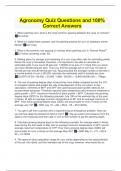Agronomy Quiz Questions and 100&percnt; Correct Answers