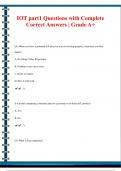 IOT part1 Questions with Complete  Correct Answers &vert; Grade A&plus;