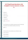 IoT Final Exam Questions with  Complete Correct Answers &vert; Grade  A&plus;