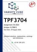 TPF3704 Assignment 50 &lpar;DETAILED ANSWERS&rpar; 2024 - DISTINCTION GUARANTEED 