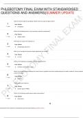 PHLEBOTOMY FINAL EXAM WITH STANDARDISED  QUESTIONS AND ANSWERS&vert;&vert;SUMMER UPDATE 