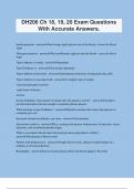 DH206 Ch 18&comma; 19&comma; 20 Exam Questions With Accurate Answers&period;