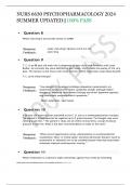 NURS 6630 PSYCHOPHARMACOLOGY 2024  SUMMER UPDATED&vert;&vert;100&percnt; PASS 