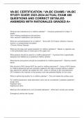 VA-BC CERTIFICATION &sol; VA-BC EXAMS &sol; VA-BC  STUDY GUIDE 2023-2024 ACTUAL EXAM 400  QUESTIONS AND CORRECT DETAILED  ANSWERS WITH RATIONALES GRADED A&plus;     