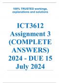 Exam &lpar;elaborations&rpar; ICT3612 Assignment 3 &lpar;COMPLETE ANSWERS&rpar; 2024 - DUE 15 July 2024 &bull;&Tab;Course &bull;&Tab;Advanced Internet Programming - ICT3612 &lpar;ICT3612&rpar; &bull;&Tab;Institution &bull;&Tab;University Of South Africa &lpar;Unisa&rpar; &bull;&Tab;Book &bull;&Tab;Advanced Internet Programming ICT3612 Assignment 3