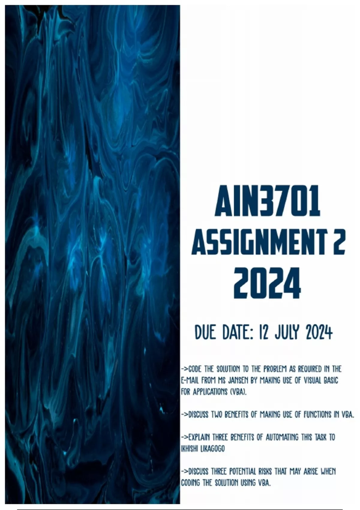 AIN3701 Assignment 2 2024 | Due 12 July 2024 - Automation and data ...