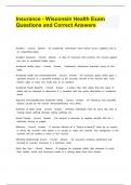 Insurance - Wisconsin Health Exam Questions and Correct Answers