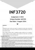 INF3720 Assignment 2 &lpar;ANSWERS&rpar; 2024 - DISTINCTION GUARANTEED