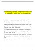     Cosmetology written test practice questions and answers 100&percnt; guaranteed success&period;