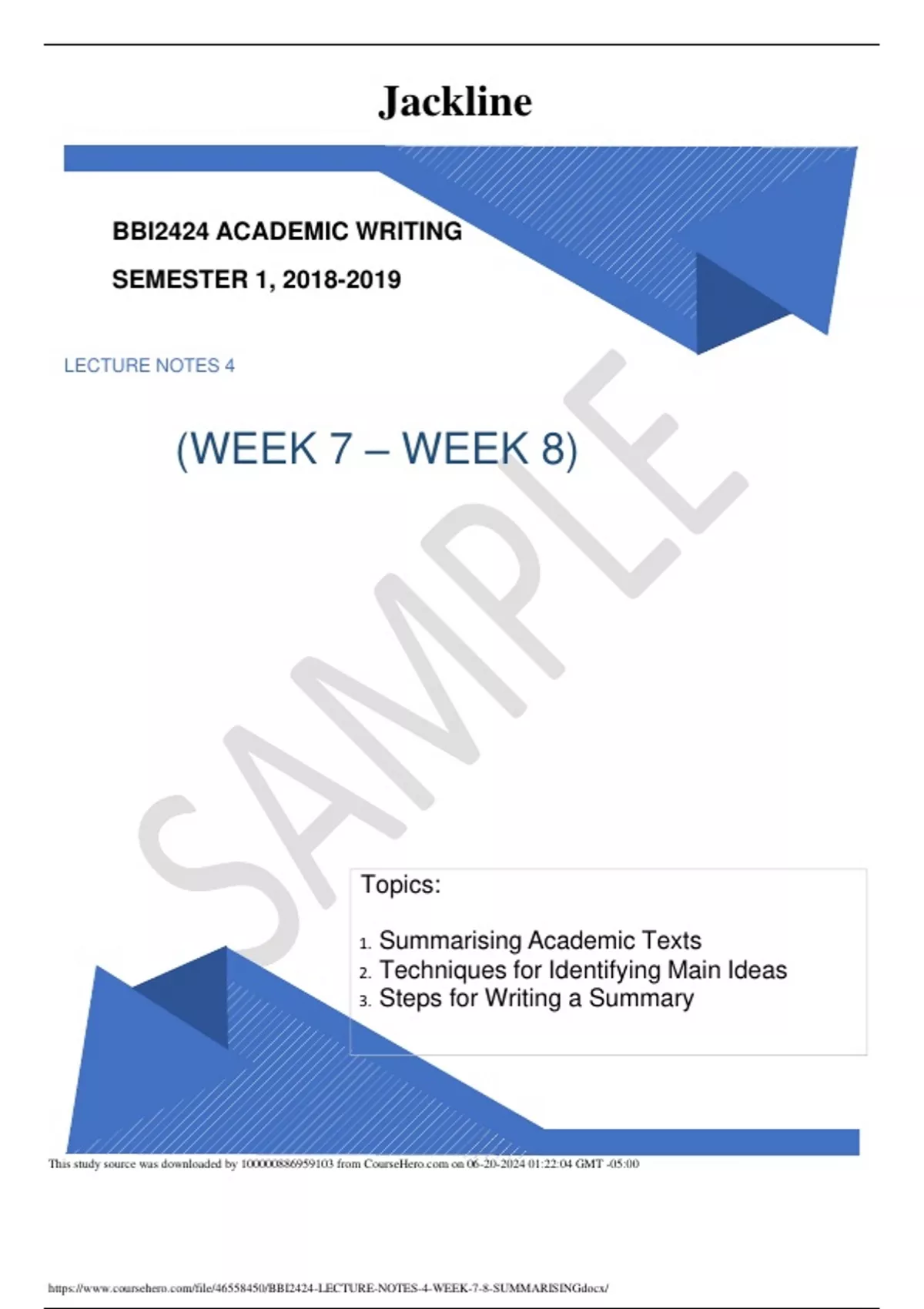 LECTURE NOTES 4 (WEEK 7 – WEEK 8) BBI2424 ACADEMIC WRITING SEMESTER 1 ...