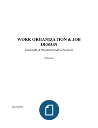 Summary Work & Organization Job Design 